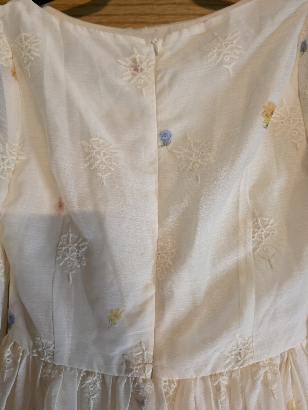 Cottagecore Cream Floral Embroidered Lace Long-Sleeve Maxi Dress - Picture 8 of 11